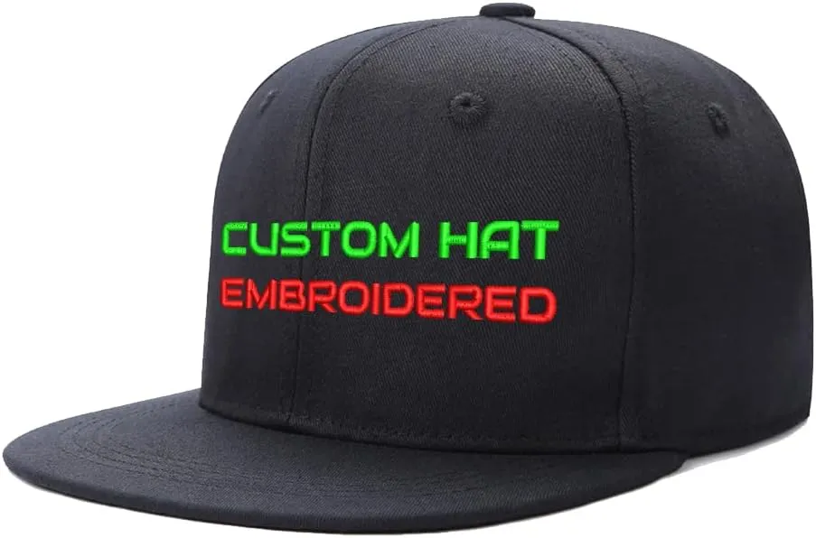 Text/Logo Custom Custom Your Name Embroidered Snapback Flat Brim Cap Hip Hop Funny