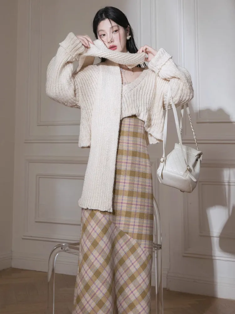 Thick wool short sweater   scarf【s0000005865】
