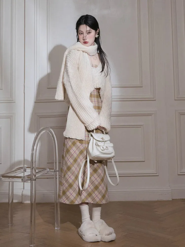 Thick wool short sweater   scarf【s0000005865】