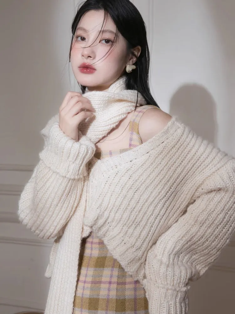 Thick wool short sweater   scarf【s0000005865】