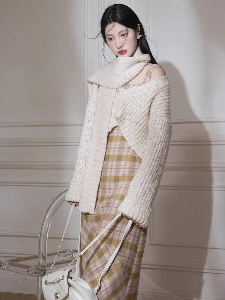 Thick wool short sweater   scarf【s0000005865】
