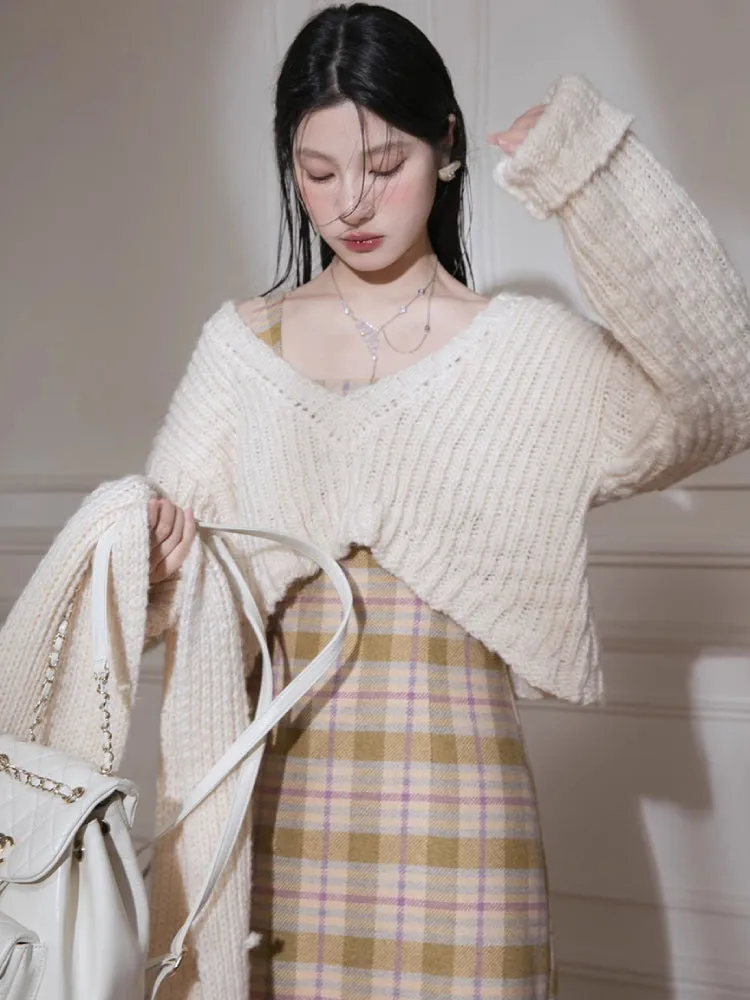 Thick wool short sweater   scarf【s0000005865】