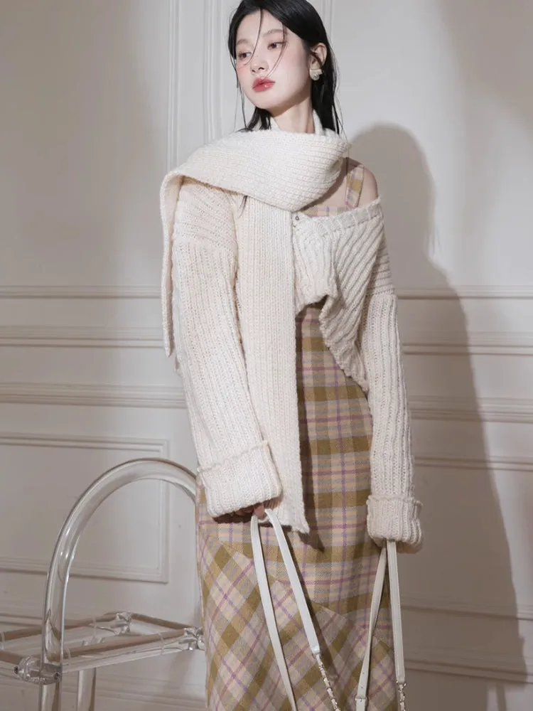 Thick wool short sweater   scarf【s0000005865】