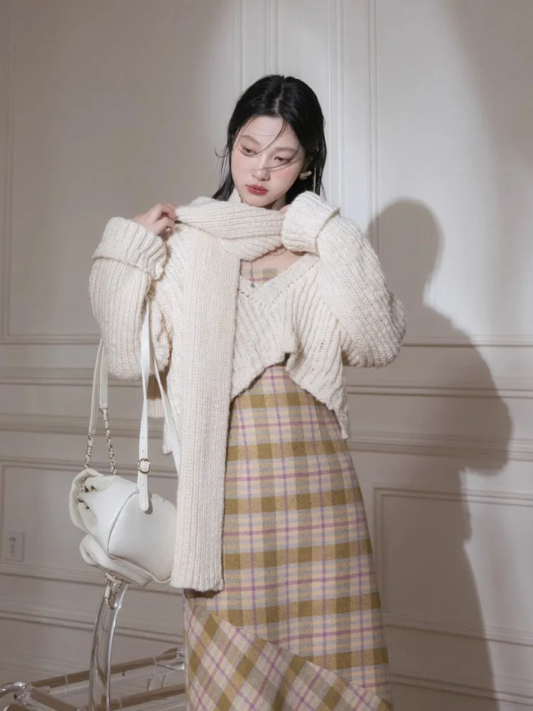 Thick wool short sweater   scarf【s0000005865】