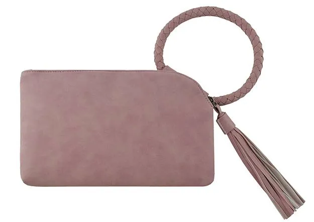 TW204 Tweed Cuff Handle Tassel Wristlet/Clutch