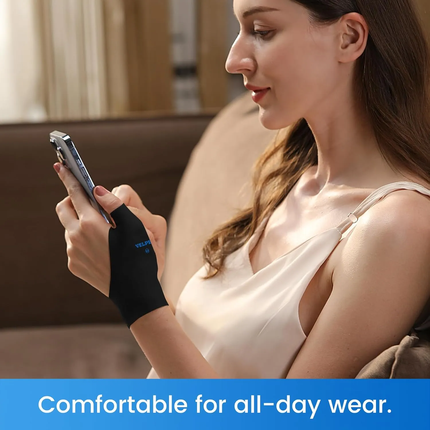 Velpeau Elastic Thumb Wrist Support Brace (Pack of 2), Splashproof Compression Sleeve for Arthritis Pain, Tendonitis, Sprains, Sports, Splint Liner, Fits Left & Right Hands (Black, Long Version, M)