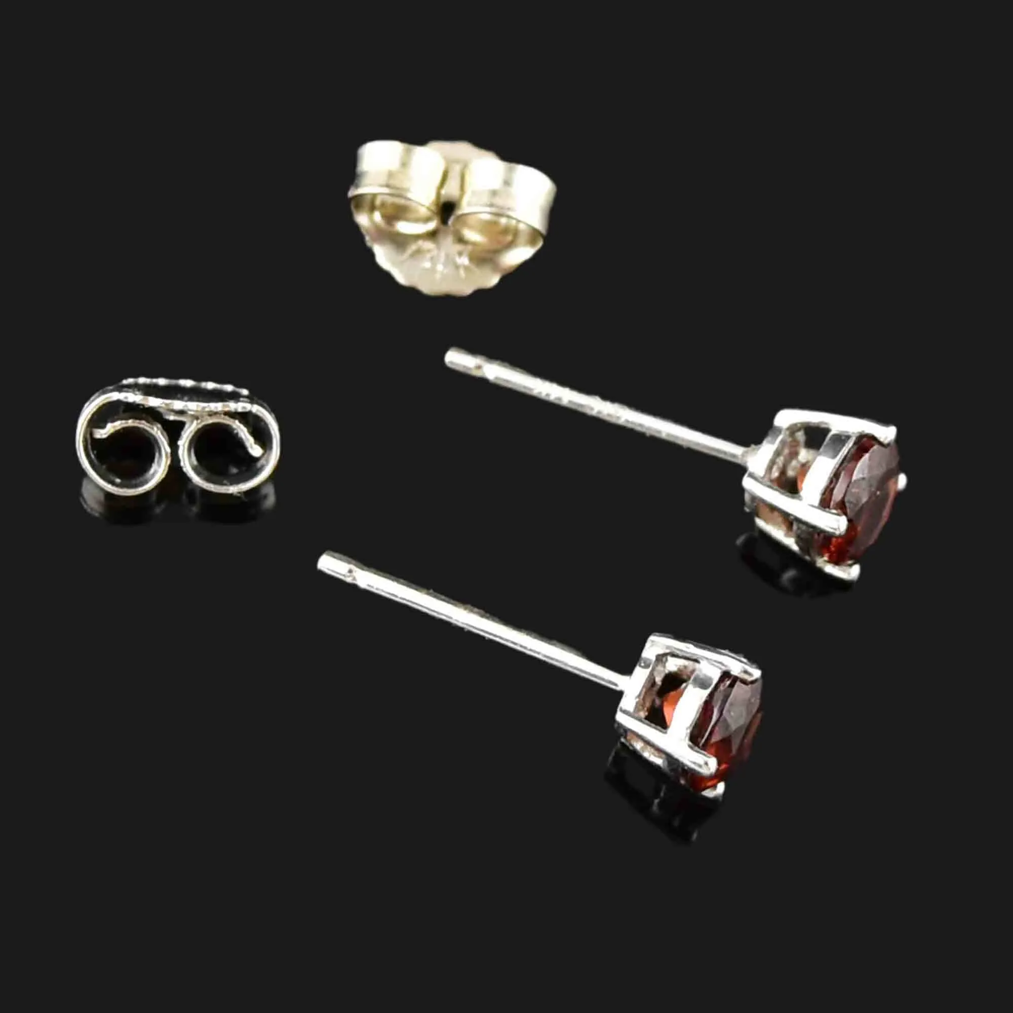 Vintage 14K White Gold Garnet Stud Earrings