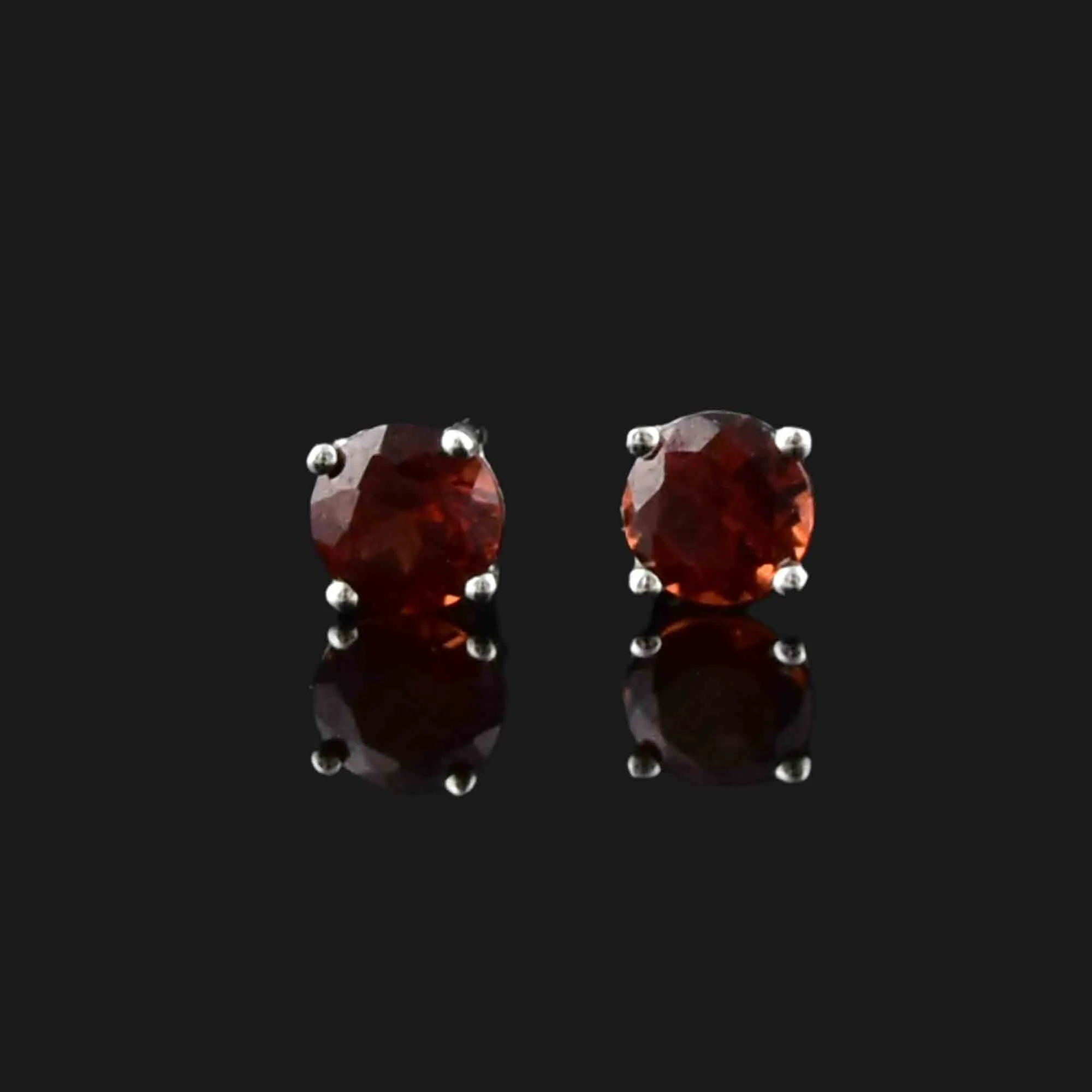 Vintage 14K White Gold Garnet Stud Earrings