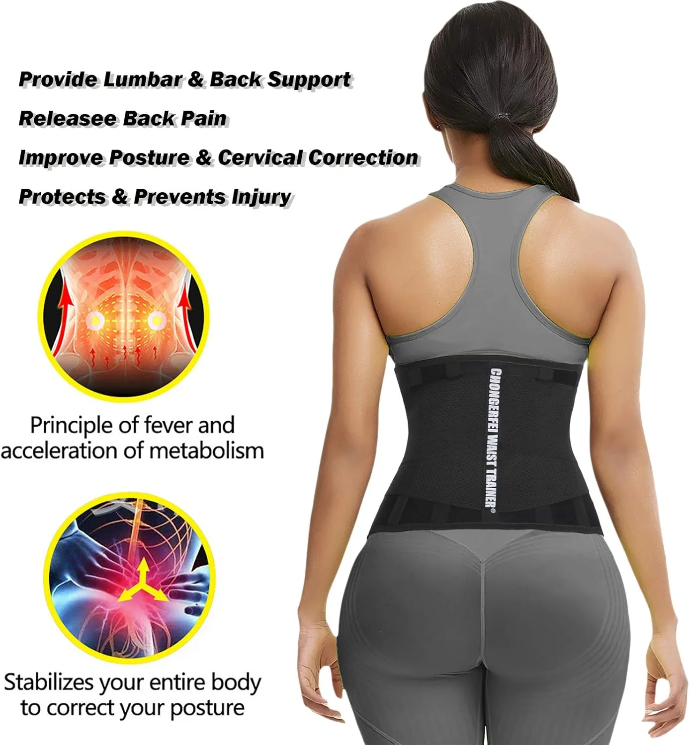 Waist Trainer Belt for Women Man - Waist Trimmer Ab Belt - Tummy Control Body Shaper