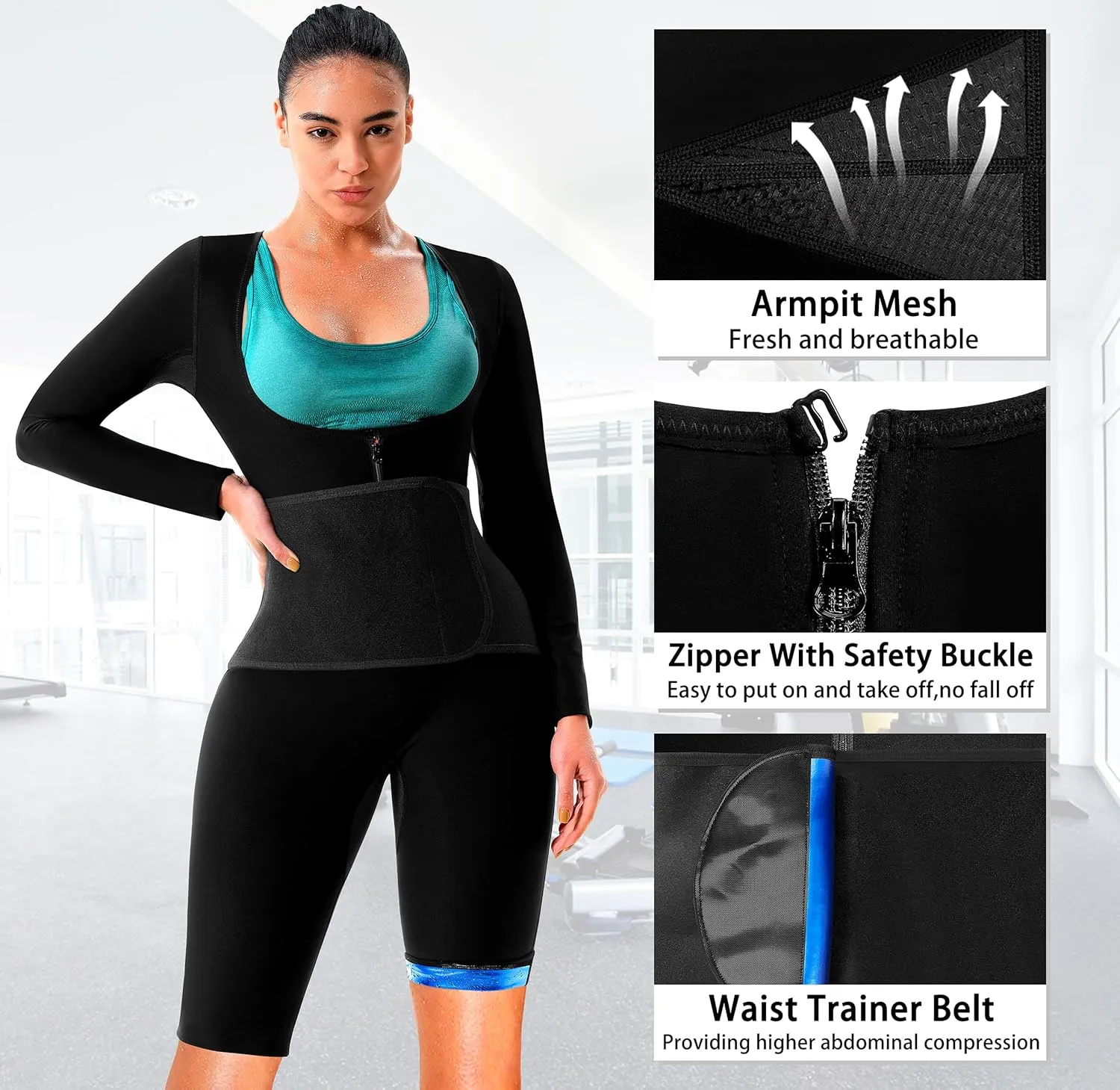 Women Suana Jumpsuit Sweat Waist Trainer Slimming Full Body Suit