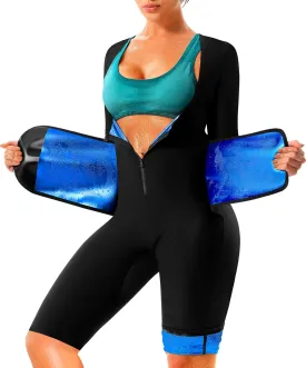 Women Suana Jumpsuit Sweat Waist Trainer Slimming Full Body Suit