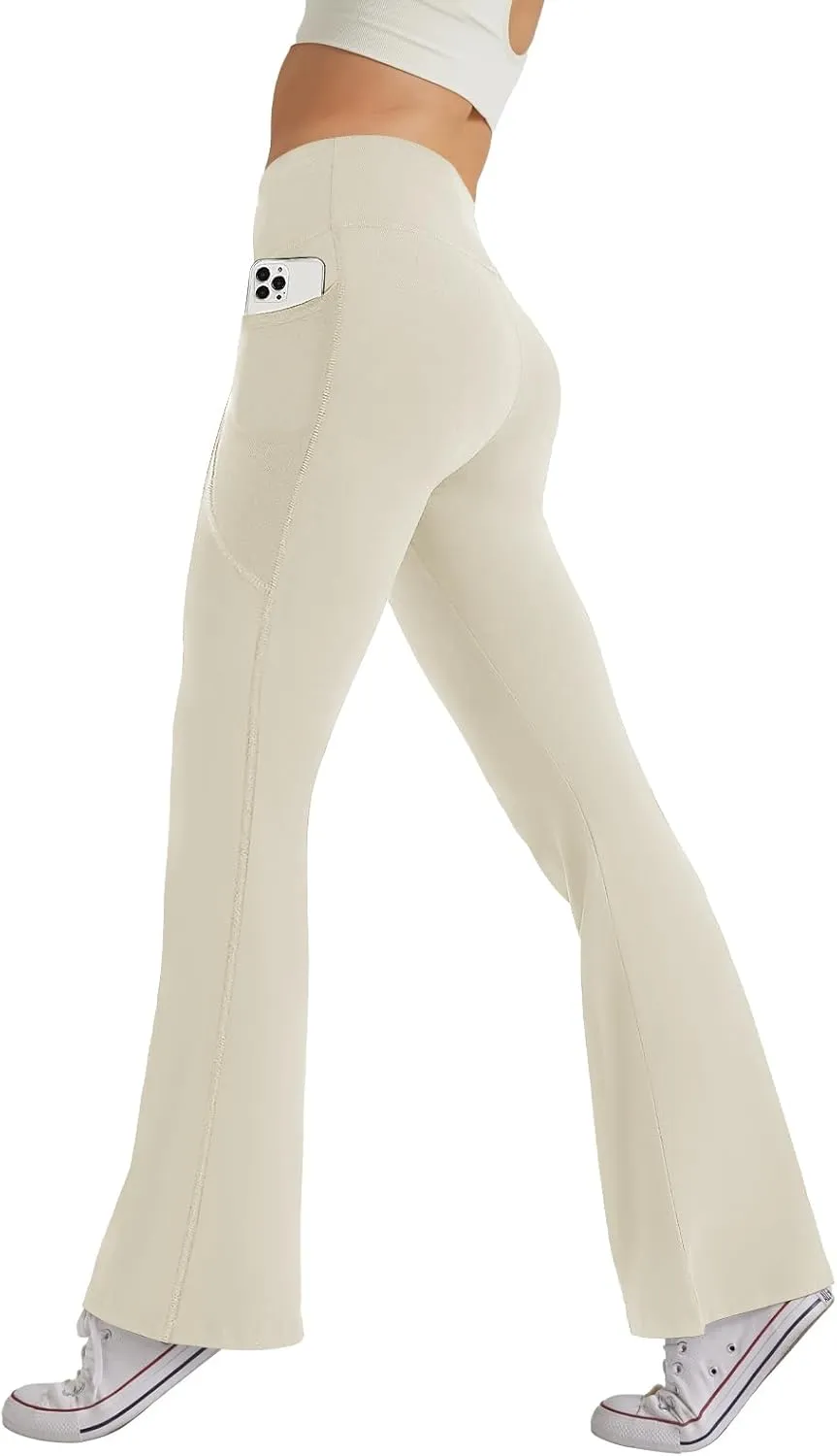 Women's Flare Yoga Pants with Pockets High Waist Casual Bell Bottom Bootcut Leggings
