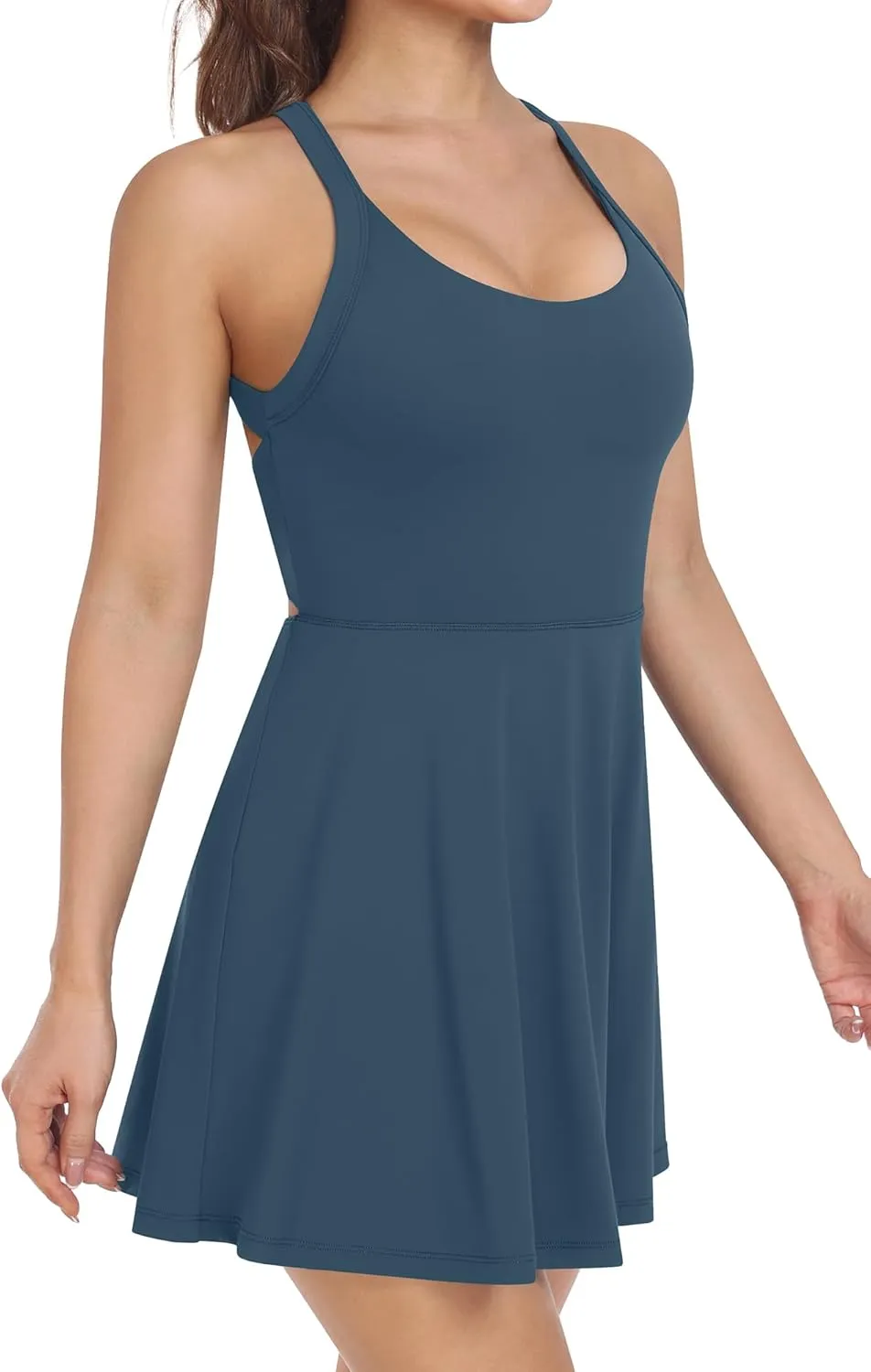 Womens Workout Tennis Dress with Built in Shorts and Bra Athletic Golf Activewear for Exercise