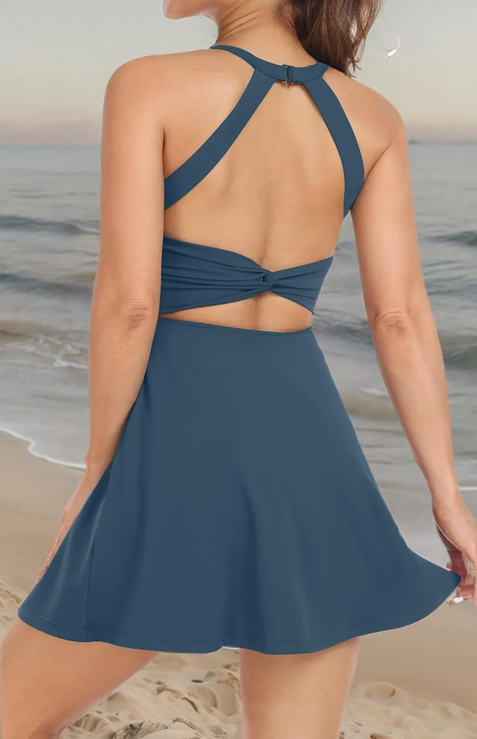 Womens Workout Tennis Dress with Built in Shorts and Bra Athletic Golf Activewear for Exercise