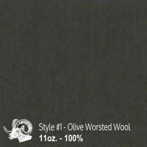 Wool Swatch - 1 - Olive Worsted Wool Whipcord